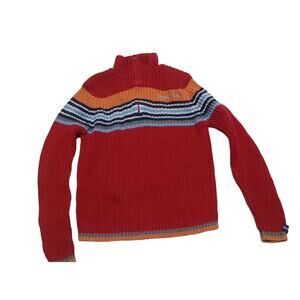 Mudd Sweater Rib Knit‎ Quarter Zip Pullover Y2K Striped Red Orange girls 7/8